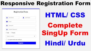 How to Create a Responsive Registration Form Using HTML amp CSS  SignUp form using HTML amp CSS [upl. by Antonietta869]