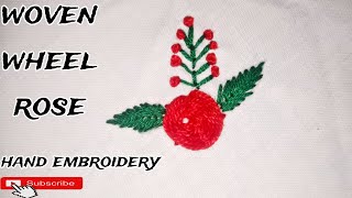 How to embroider spider webwoven wheelwagon wheel rose tutorial hand embroidery wovenrose [upl. by Lon]