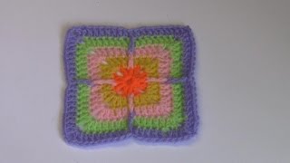 Haken  tutorial 75 Granny square met kleurenvariatie [upl. by Pryce]