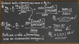 Benefit Cost Ratio comparison of two alterantives  Engineering Economics [upl. by Nagard]