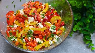 Dieser Paprika Salat mit Feta zubereitet in nur 5 Minuten macht richtig süchtig [upl. by Enamart]