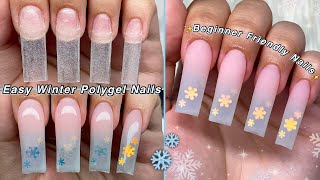 EASY WINTER POLYGEL NAILS❄️ BEGINNER FRIENDLY NAILS amp POLYGEL OMBRE APPLICATION  Nail Tutorial [upl. by Hedy908]