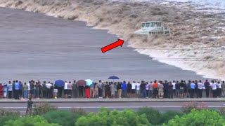 5 Minutes ago in China Qiantang River collapses huge waves sweep away tourists [upl. by Yffat]