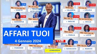 Affari tuoi giovedì 4 gennaio 2024 Tutti i concorrenti e i premi [upl. by Vedette]