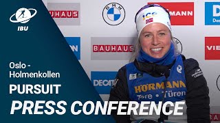 World Cup 2122 Holmenkollen Women Pursuit Press Conference [upl. by Stagg]