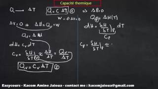 12  Capacité Thermique et Relation de Mayer  Thermodynamique SMPC [upl. by Nosnirb]