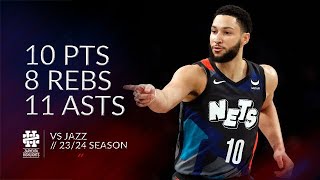 Ben Simmons 10 pts 8 rebs 11 asts vs Jazz 2324 season [upl. by Elatsyrc683]