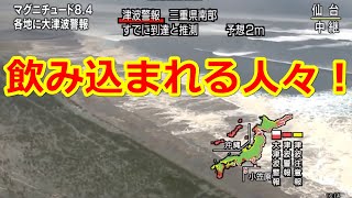 津波地震ライブ！逃げ惑う飲み込まれた人々と自動車2！東日本大震災 緊急地震速報 瞬間 中継 仙台湾 JAPAN Tsunami earthquake live [upl. by Ardnekahs]