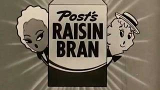 1950s Raisin Bran Commercial featuring Maisie the Raisin and Jake The Flake [upl. by Rahab]