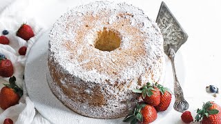 Homemade Angel Food Cake Recipe  Whipped Cream amp Fresh Berries [upl. by Cacilia]