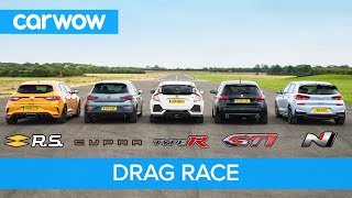 i30N vs TypeR vs Megane RS vs Cupra R vs 308 GTi  DRAG RACE ROLLING RACE BRAKE TEST amp REVIEW [upl. by Ambler]