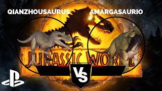 Jurassic World Evolution 2  QIANZHOUSAURUS vs AMARGASAURIO ¡Batalla en la Prehistoria [upl. by Ardussi63]