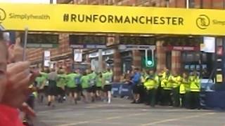 Marching band brings the Great Manchester Run to a close [upl. by Petit]