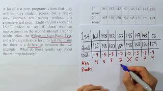 Finding the Test Statistic for a Wilcoxon Rank Sum Test in Nonparametric Statistics Problem 2 [upl. by Ahsea]