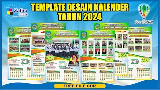 TEMPLATE KALENDER 2024  KALENDER 2 BULANAN  FREE DOWNLOAD CDR  ZAFIRA STUDIO  COREL DRAW [upl. by Ecadnak]