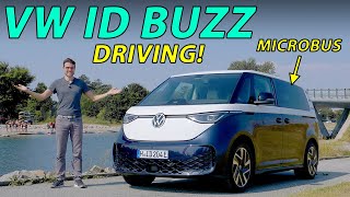 VW ID Buzz driving REVIEW passenger vs cargo  will the EV Microbus convince Multivan T7 customers [upl. by Ahsen]