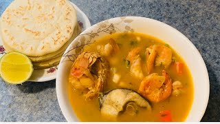 Como hacer sopa de mariscos o mariscada Salvadoreña facilísimo [upl. by Conner]