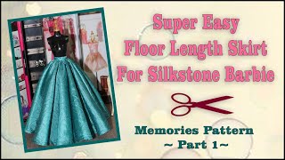 Doll Clothes Sewing Tutorial  Long Skirt  DIY Silkstone Barbie Outfit  Memories Pattern  Part 1 [upl. by Anirdnaxela798]