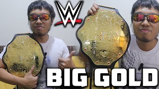 WWE BIG GOLD World Heavyweight Championship Replica Commemorative Belt UnboxingReview [upl. by Fauver156]