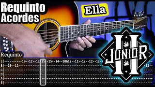 Ella  Junior H  Requinto y Acordes  Tutorial  Como tocar en Guitarra Con TABS [upl. by Akcired]