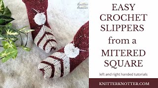 Easy Mitered Square Slippers Great for beginners  Left handed [upl. by Dorrie169]