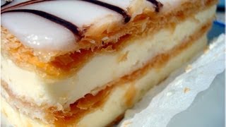 Milhojas de Nata y Crema Postre Napoleón Tarta MilleFeuille [upl. by Areyk]