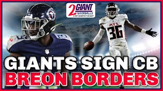 Giants Lock In Veteran CB Breon Borders  Former Tennessee Titan [upl. by Oeht]