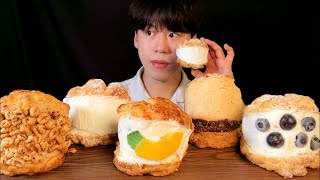 SUB썸띵어바웃 생크림스콘 먹방 ASMR 스콘안에 생크림이 가득 CREAM SCONE MUKBANG [upl. by Heller]