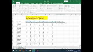 Create Attendance Sheet in Ms Excel present Absent ka formula kaise nikalein [upl. by Aleiram]