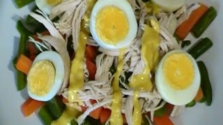 Ensalada de pollo con aderezo de yema RecetasdeLuzMa [upl. by Enelrahs]