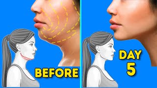 DOUBLE CHIN FAT amp FACE LIFT  5 DAYS FACE WORKOUT [upl. by Ahsaercal124]