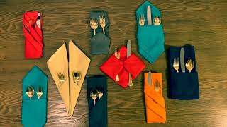 9 Pocket Napkin Folds for Silverware [upl. by Franciskus]