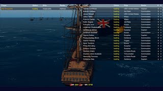 Naval Action PvE  Implacable vs 6x3rds  14x5ths  Floating Battery [upl. by Nanis]