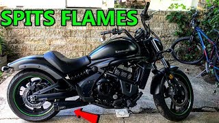 Kawasaki Vulcan S Two Brothers Racing Exhaust and Power Commander V  SPITS MAD FLAMES [upl. by Celeste]