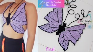 Cropped de Crochê Borboleta 🦋 final [upl. by Arodaeht]