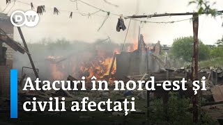 Ucraina Atacuri în nordest şi civili evacuaţi [upl. by Judsen]