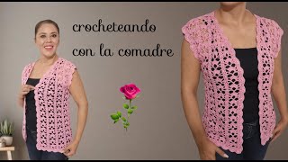 🌟🌟🌟como tejer chaleco o cárdigan a crochet parte1 fácil y rápido crocheteando con la comadre [upl. by Cordova]