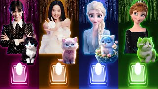 Cute Cats Dance  Wednesday Bloody Mary  Jisoo Flower  Elsa Enemy  Anna Dancin  Tiles Hop Songs [upl. by Nuahsak]