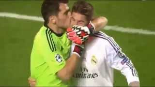 Iker Casillas Kisses Sergio Ramos for the last Minute Goal 2014 [upl. by Nixie]