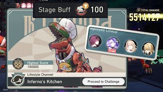 Reach Buff Rank 100 Dreamjolt 3 Infernos Kitchen Infinite Loop with Kafka Black Swan Serval Luocha [upl. by Mikahs559]