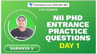 NII Phd entrance practice questions  Day 1  Life Science Saranya  Unacademy [upl. by Ennaegroeg952]