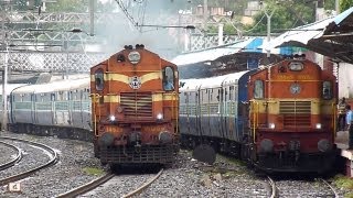 Chennai Express overtakes KarjatPune shuttle at Chinchwad [upl. by Yllen546]