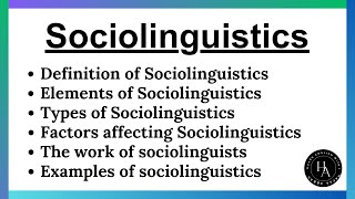 Sociolinguistics What is SociolinguisticsExplanation in HindiUrdu [upl. by Larrad]