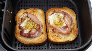 Air Fryer Bacon and Egg Toast Recipe [upl. by Leehar]