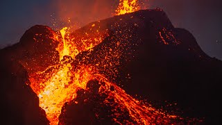 La Palma volcano Drone video shows new land formed by lava that reached sea [upl. by Kenwrick]