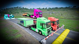 TRANSPORTING PIXAR CARS amp FRUITS WITH COLORED amp JOHN DEERE vs CLAAS vs TRACTORS  BeamNGdrive 95 [upl. by Dierolf]