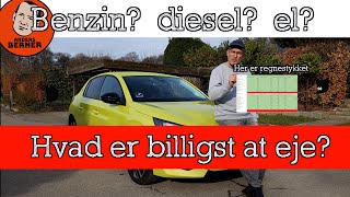 Hvad er billigst Elbil eller benzinbil eller diesel Og hvad med leasing [upl. by Atnad]