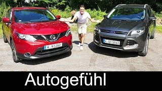 Comparison test new Nissan Qashqai vs Ford Kuga Escape compact SUV driven FULL REVIEW [upl. by Mccord]