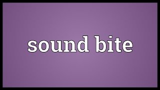 Sound bite Meaning [upl. by Arleta]