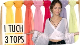 3 ARTEN Top aus Tuch binden  AMissMelle  flipfashion [upl. by Anuqahs]